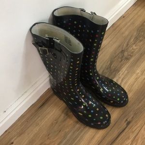 Merona Shoes - Black/Rainbow Polkadot Rain Boots Merona Shoes - Black/Rainbow Polkadot Rain Boots
